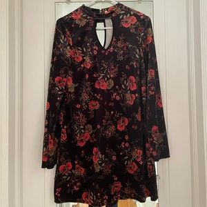 Floral printed crushed velvet dress
